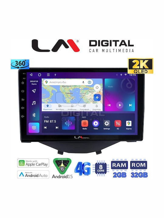 LM Digital Auto-Audiosystem für Peugeot 107 Toyota Aygo Citroen C1 2014>2021 (Bluetooth/USB/WiFi/GPS/Apple-Carplay/Android-Auto)