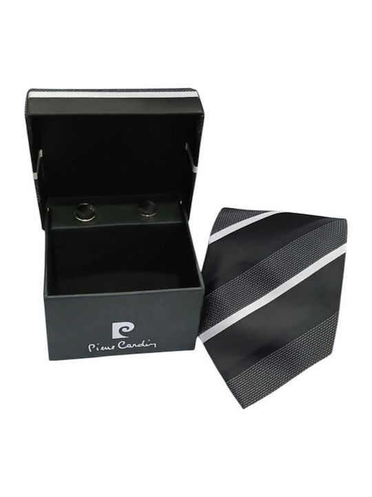 Pierre Cardin Set de Cravată pentru Bărbați Mătase Tipărit în Culorea Negru