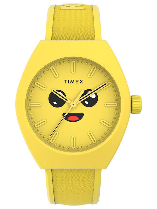Timex Ανδρικό Ρολόι 40mm Μπαταρίας με Κίτρινο Καουτσούκ Λουράκι