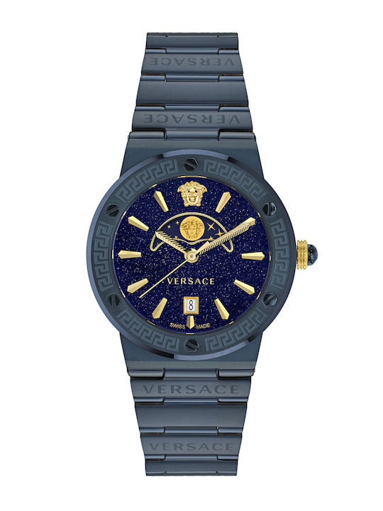 Versace Мъжки Часовник 38mm На Батерия със Синя Метална Гривна