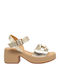 Leder Sandalen Gold