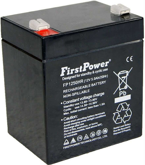 Firstpower Fp1250hr Акумулаторна Батерия 12v 5ah AGM F1 Клеми