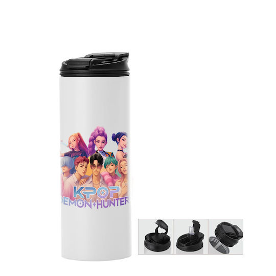 Термос Бутилка Двойна Капачка Huntrix 600ml Бял
