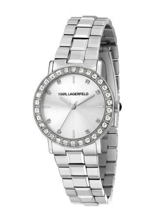 Karl Lagerfeld Ceas Dama 33mm Cu Baterie Cu Brățară Argintie Din Oțel Inoxidabil
