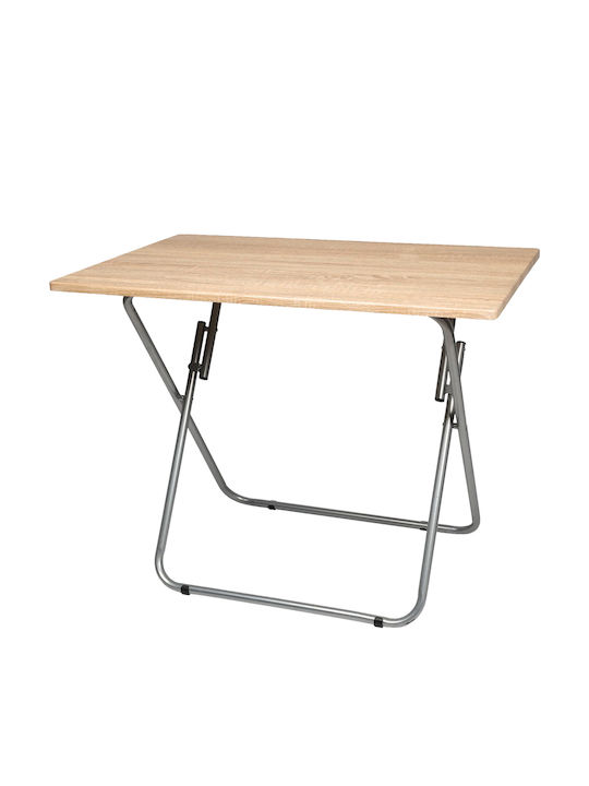 Table Kitchen Collapsible Wooden with Metal Frame Sonoma/silver 90x60x72cm