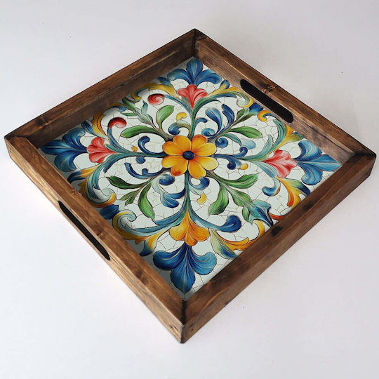 Aberto Design Ξύλινος Δίσκος Σερβιρίσματος 35x35x4cm