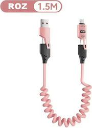 Cablu De Date 4 În 1 Cabluri De Încărcare Rapidă Usb Lightning Type-C Flexibil Compact 1 5m Roz Abyz