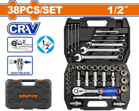 Wadfow Ratschen- & Steckschlüssel-Sets 1\2" & 3\8" 38Stück