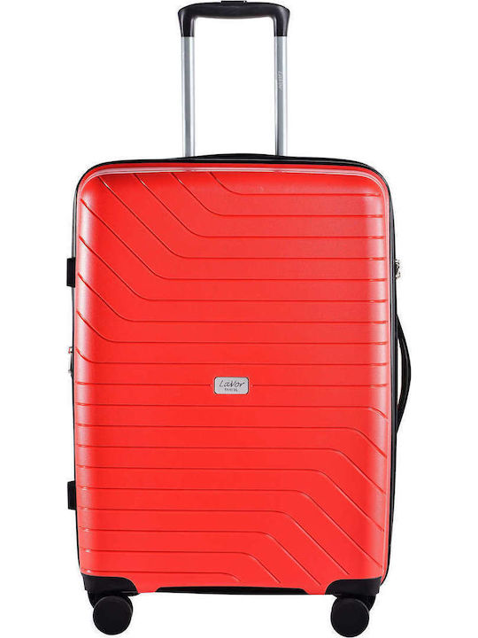 Lavor Large Hard Red Suitcase With 4 Wheels Height 75cm