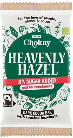 Σοκολατα Φουντουκι Heavenly Hazel Χωρις Γλουτενη & Χωρις Ζαχαρη 70γρ 5 Τεμαχιων Chokay Bio