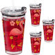 Relaxdays Căni Pentru Copii Din Plastic Roșii 4 Bucăți 450ml