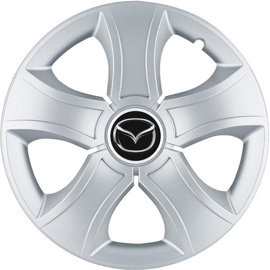 Auto Radkappen Set mit Marke Mazda 4Stück 16" Gray/Gray