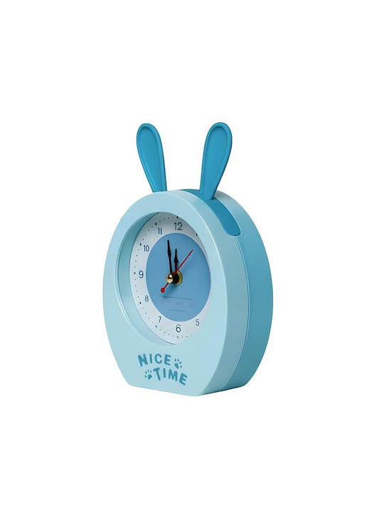 Avizar Analog Alarm Clock Children Rabbit Ears Design Nice Time Model Blue
