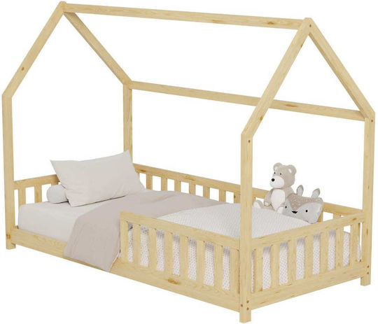 Pat pentru Copii Single Bej pentru Saltea 90x190cm