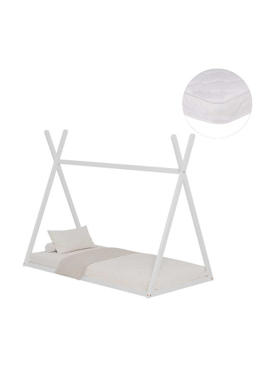 Παιδικό Κρεβάτι Μονό με Στρώμα Λευκό 90x190cm