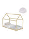 Kids Bed Single with Mattress Beige 90x190cm