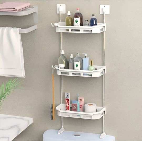 Επιτοίχια Ραφιέρα Μπάνιου Μεταλλική 30x14x88cm Λευκή