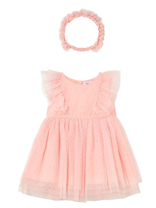 Mayoral Girls Dress Sleeveless Tulle Salmon