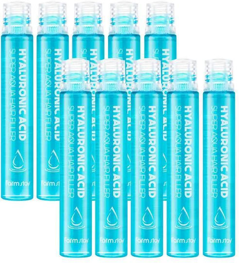Farm Stay Hyaluronic Acid Super Aqua Hair Filler Hair Ampoules Repair For Women 10x13ml