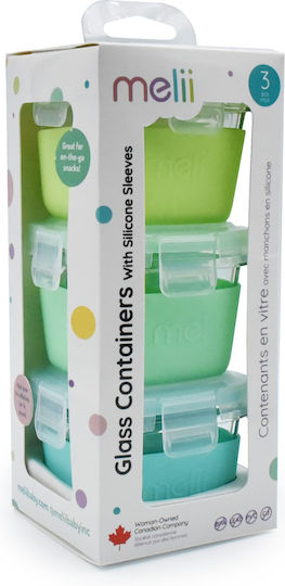 Melii Lunchbox Glas Blau 3Stück