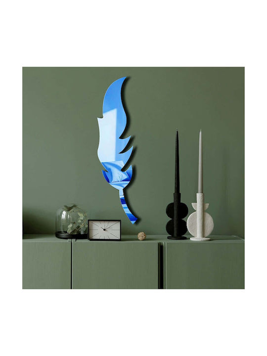 Wallity Oglindă de Perete cu Albastru Ramă din Plastic 65x18cm 1buc