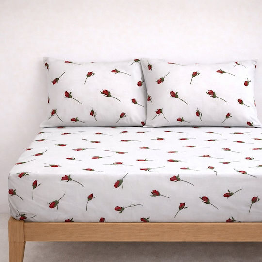 My Home Luxury Set Cearșaf cu 2 Fețe de pernă King Size cu Elastic 180x200cm. Veneta Roșu 3buc