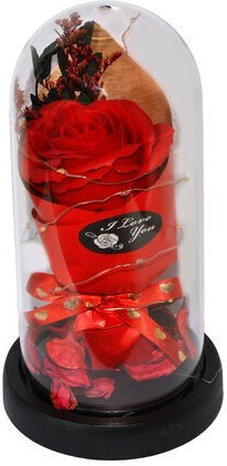 Fabric Rose Bouquet Bell & Led Light – 21×11 Cm