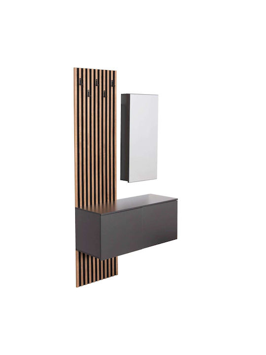 Eingangsmöbel mit Spiegel Σόναμα-γκρι 100x37x200cm