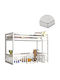 Pat Pentru Copii Tip Loft Bed Single Alb Cu Saltea 90x190cm