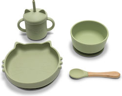Lorelli Feeding Set made of Silicone with Non-Slip Base Beige 4pcs