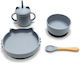 Lorelli Feeding Set made of Silicone with Non-Slip Base Beige 4pcs