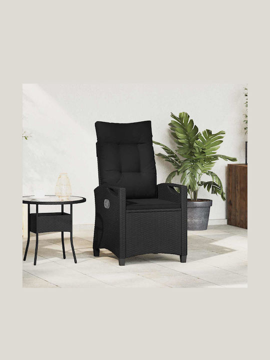 Καρέκλα Εξωτερικού Χώρου Rattan Μαύρο 56x60x112εκ.