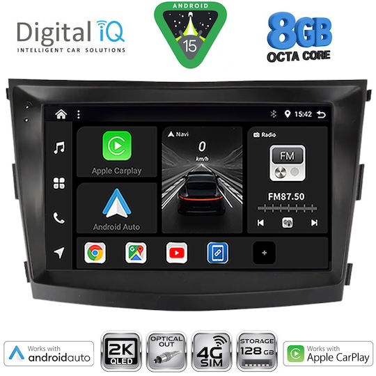 Digital IQ Car Audio System for Ssangyong Tivoli 2016-2024 (Bluetooth/USB/WiFi/GPS/Apple-Carplay/Android-Auto) with Touch Screen 9"