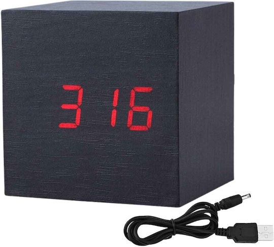 Uncle George Wooden Digital LED Table Clock with Alarm Black 01.06.04-0001-BLK (Various Colors)