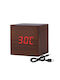 Uncle George Wooden Digital LED Table Clock with Alarm Brown 01.06.04-0001-BRWN (Various Colors)