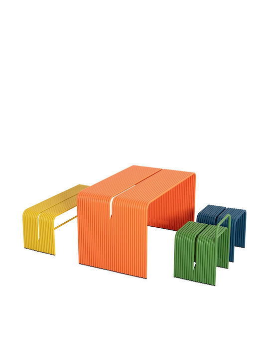 Table Dining Room Aluminum Orange 121x70x70cm