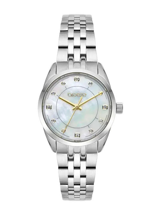 Breeze Γυναικείο Ρολόι 30mm Μπαταρίας με Ασημί Μεταλλικό Μπρασελέ