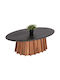 Oval Zentral Kaffeetisch aus Massivholz Schwarz Marmor M120xLänge70xHöhe38cm Freebox