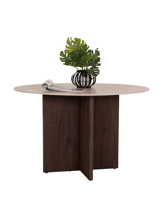 Masa Rotundă Pentru Sala De Mese Cu Suprafață Din Ceramică Ceramica Travertin 120x120x76cm