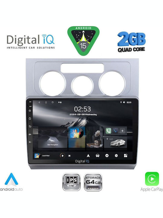 Digital IQ Car Audio System for Volkswagen Touran 2003-2010 with A/C (Bluetooth/USB/WiFi/GPS/Apple-Carplay/Android-Auto) with Touch Screen 10"
