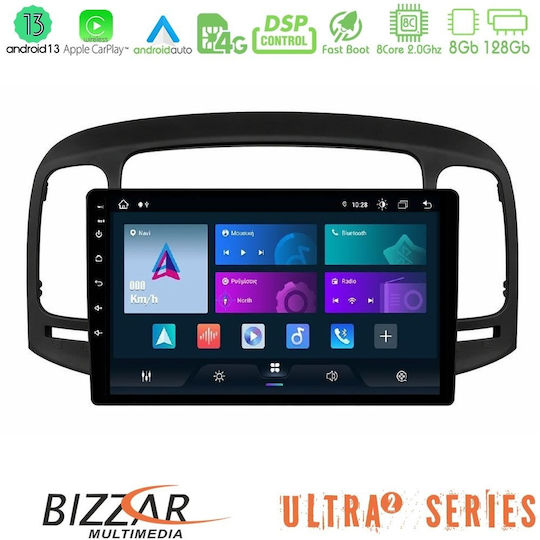 Bizzar Auto-Audiosystem für Hyundai Akzent 2006-2011 (Bluetooth/USB/WiFi/GPS/Apple-Carplay/Android-Auto) mit Touchscreen 9"