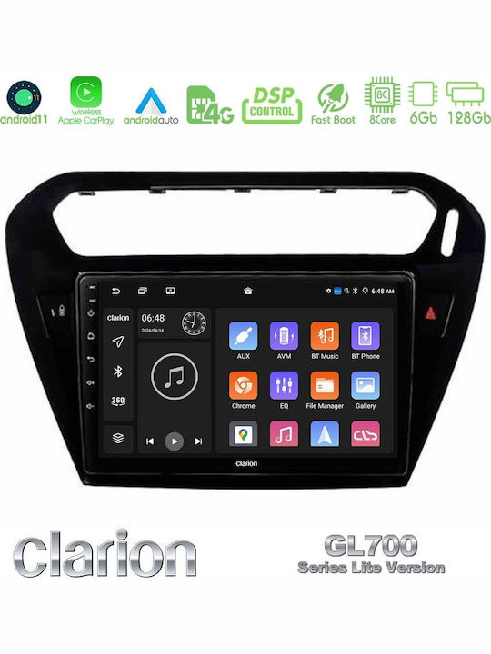 Clarion Car Audio System for Peugeot 301 Citroen C-Elysee 2012-2018 with Touch Screen 9" Bluetooth USB Wi-Fi GPS Apple CarPlay Android Auto
