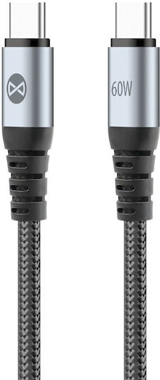 Forever USB 2.0 Cable USB-C male - USB-C 60W PD Μαύρο 1m
