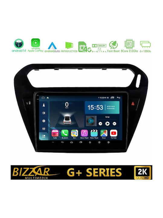 Bizzar Car Audio System for Peugeot 301 Citroen C-Elysee 2012-2018 (Bluetooth/USB/WiFi/GPS/Apple-Carplay/Android-Auto) with Touch Screen 9"