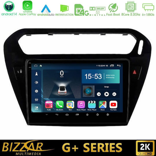Bizzar Car Audio System for Peugeot 301 Citroen C-Elysee 2012-2018 (Bluetooth/USB/WiFi/GPS/Apple-Carplay/Android-Auto) with Touch Screen 9"