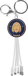 Yello Koko Cablu Usb 3 În 1 Micro-usb Usb-c Lightning Design Astrology Virgo Breloc Chei Alb