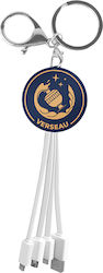 Yello Koko Cablu Usb 3 În 1 Micro-usb Usb-c Lightning Design Astrologie Vărsător Breloc Alb