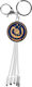Yello Koko Cable Usb 3 In 1 Micro-usb Usb-c Lightning Design Astrology Aquarius Keyring White