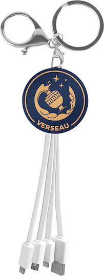 Yello Koko Cable Usb 3 In 1 Micro-usb Usb-c Lightning Design Astrology Aquarius Keyring White