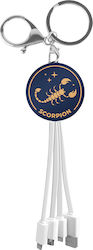 Yello Koko Cablu Usb 3 În 1 Micro-usb Usb-c Lightning Design Astrology Scorpio Breloc Alb